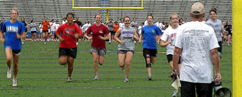 Working out at the stadium for morning Dog Days.