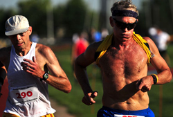 Jeff Behrens and Greg Hartman at the Heartland Masters T&F 3000m.