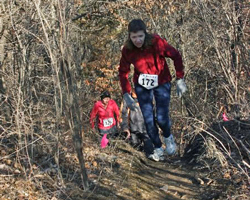 Photo of Kathleen Purduski at the Psycho Ice 5K, photo by Dick Ross, SeeKCRun.