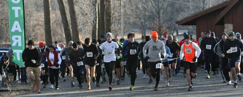 Photo of start of the 2012 Psycho Ice Edition 5K Trail Run.