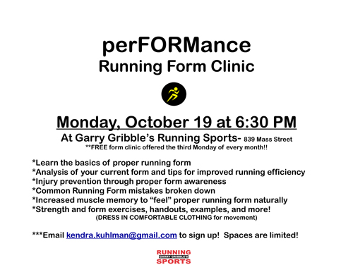 Poster for the GGRS Running Form Clinic.