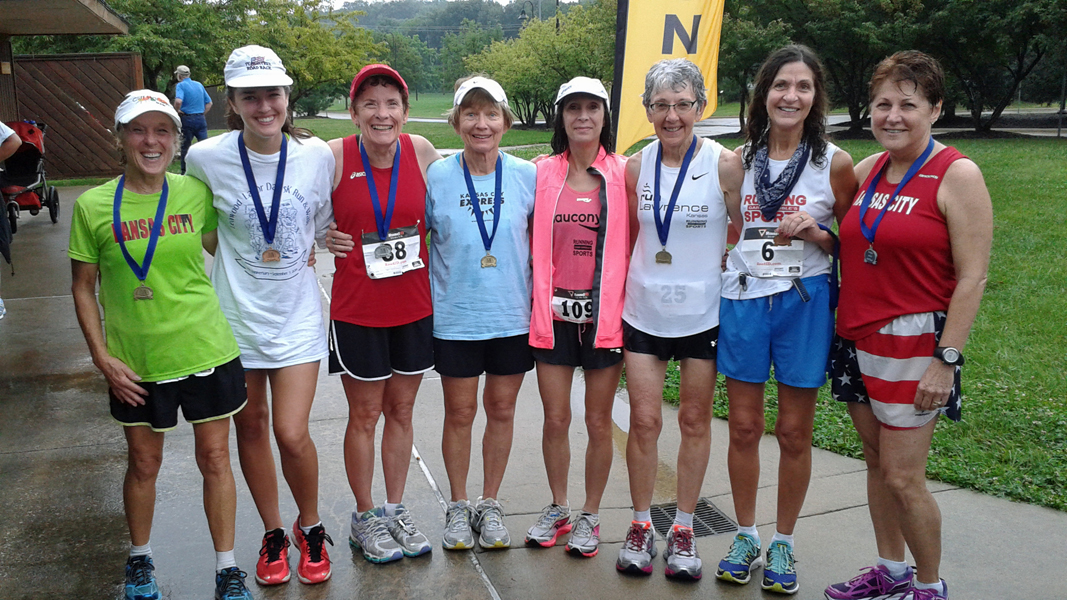 Photo of medal winners at the Leawood Labor Day 5K.