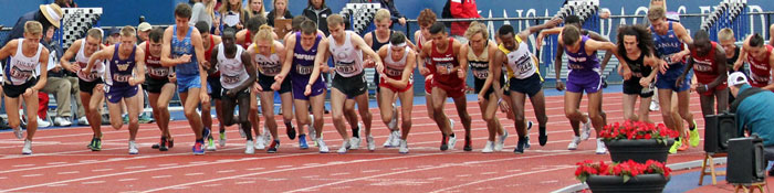 Start of the men's 10000 meters at the NCAA Track and Field Championships West Prelims.