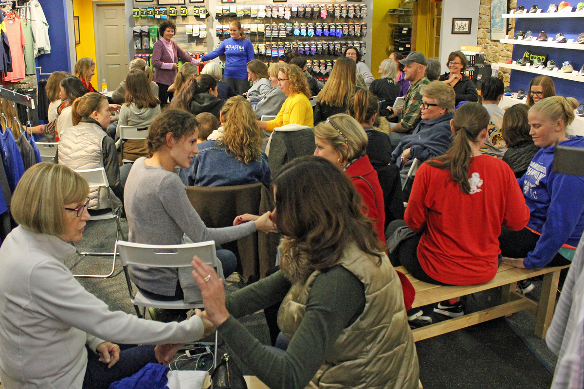 Photo from Brenda Groskinsky's Self Defense for Runners Clinic at Ad Astra Running on November 1, 2017.