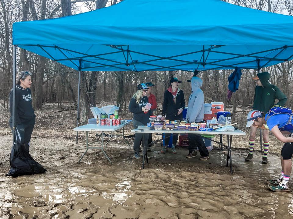 Photo from the 2mile aid station at the Pi Day RIver Rotation Run.