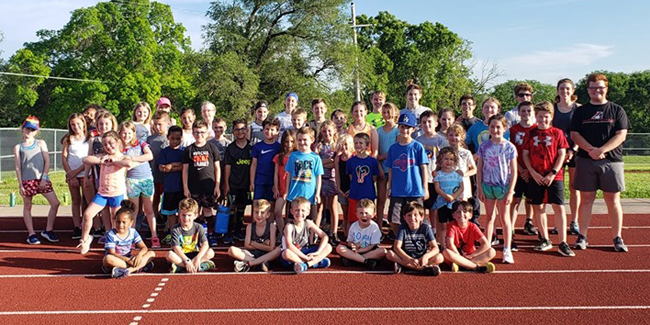Photo of first workout of the TCB track club at West Middle School on June 4, 2019.