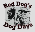 Drawing of Red Dog with megaphone.