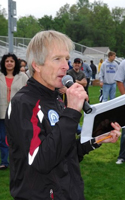 Photo of Steve Riley announcing the results.