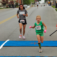 Photo of Katleen Johnson and Audrey Smith at finish.