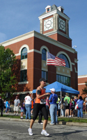 Finishing under the Olathe clock tower.