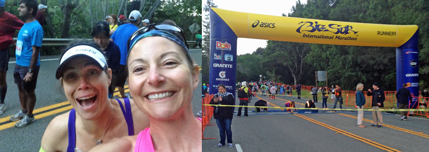 Photo of Heidi Matsakis and KEndra Kuhlman at this year's Big Sur Marathon.