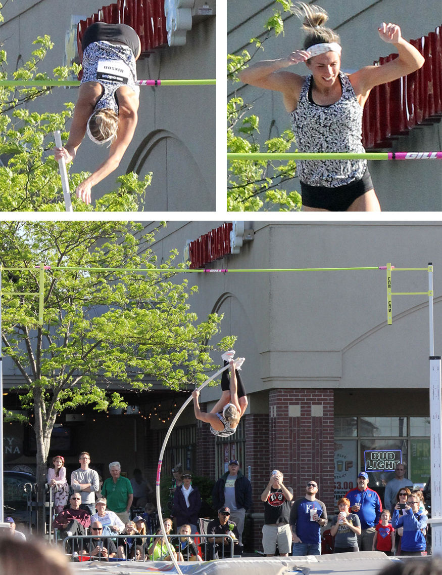 Photo of Kristen Hixson in the Street Pole Vault at the 2017 Kansas Relays.