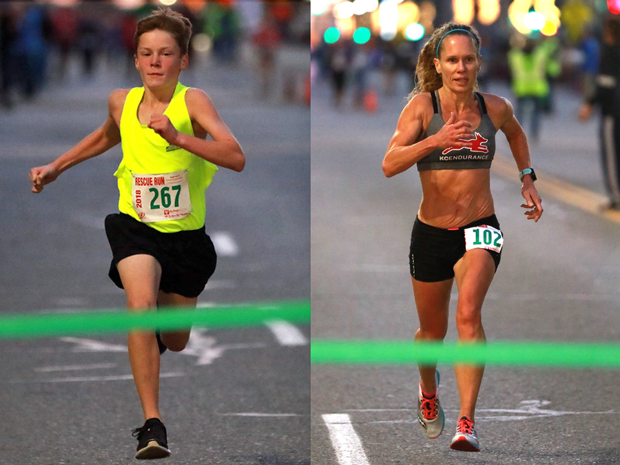 Winners at the 2018 Rescue Run 5K in Topeka: Alexander Holmes and Michelle Andrew.