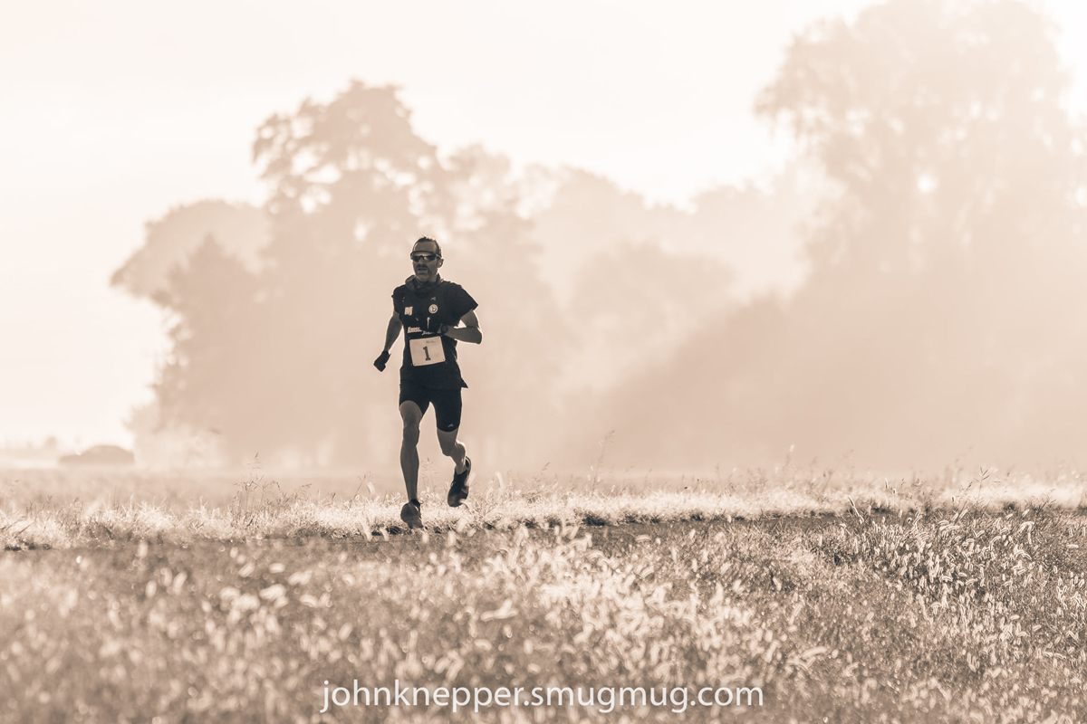 John Knepper photo of Joe Moore on the levee.