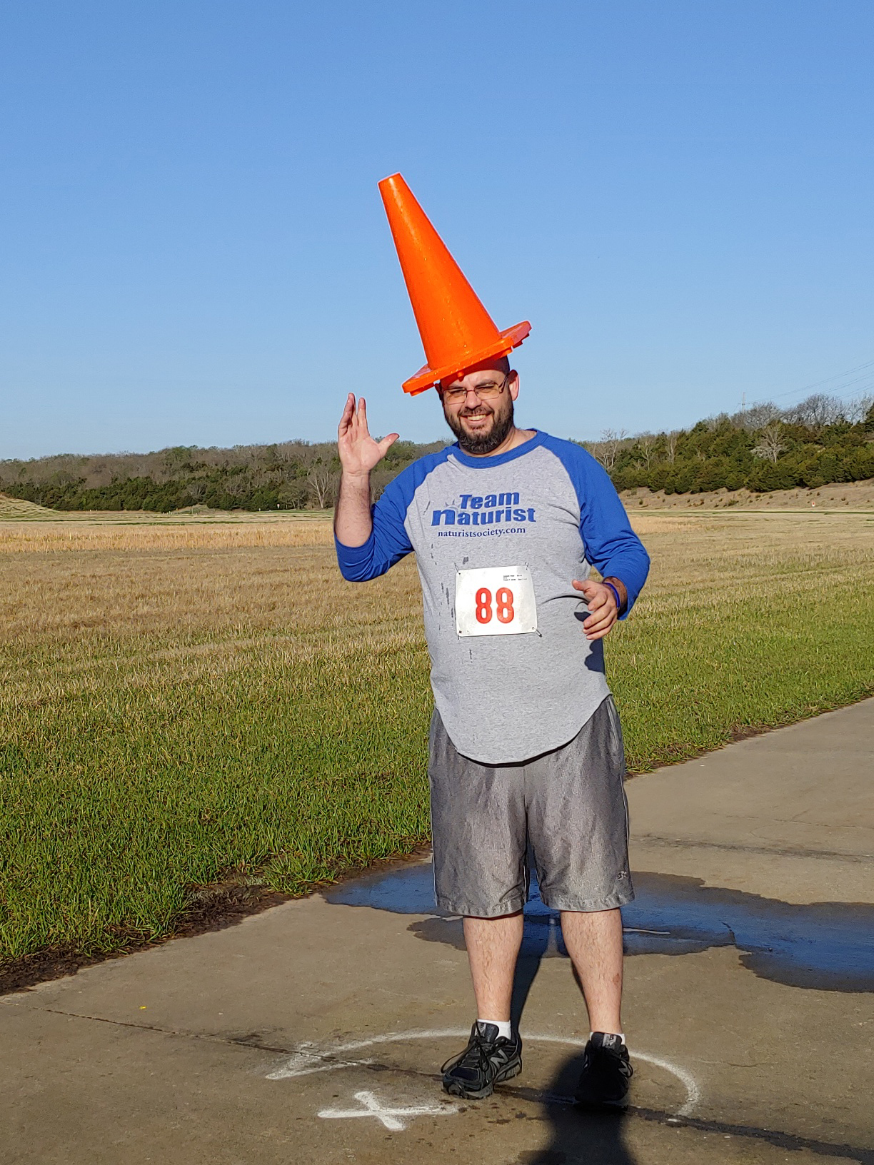 Sean Aylward at the turnaround at the Arboretum 2 Mile.