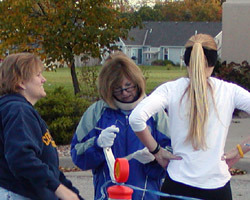 Celeste Leonardi working the finish line